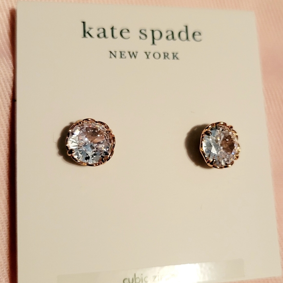 NWT Kate Spade Goldtoned Crystal Cubic Zirconia Earrings with dust bag - Picture 4 of 6